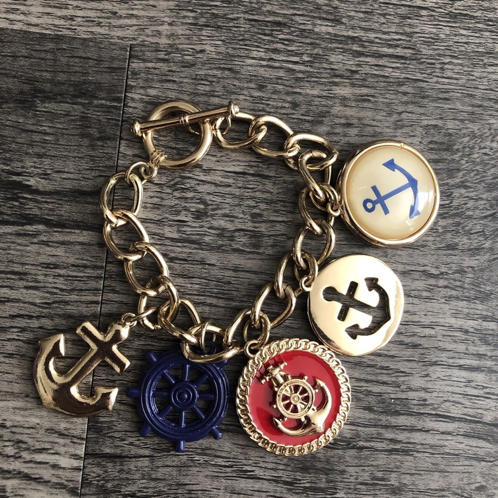 Gold nautical anchor chunky bracelet
